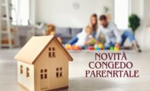 foto famiglia, modellino casa scritta congedo parentale